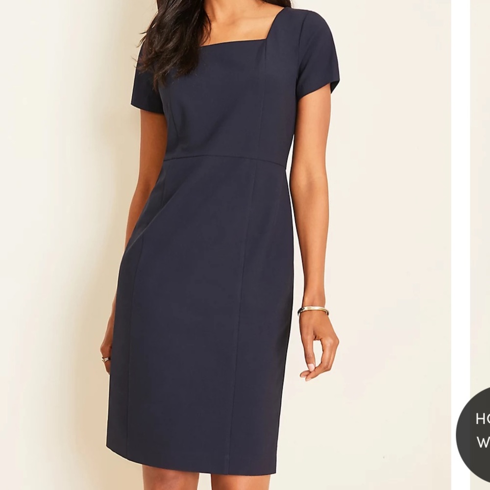 Ann Taylor Petite Square Neck Sheath Dress In Seasonless Stretch